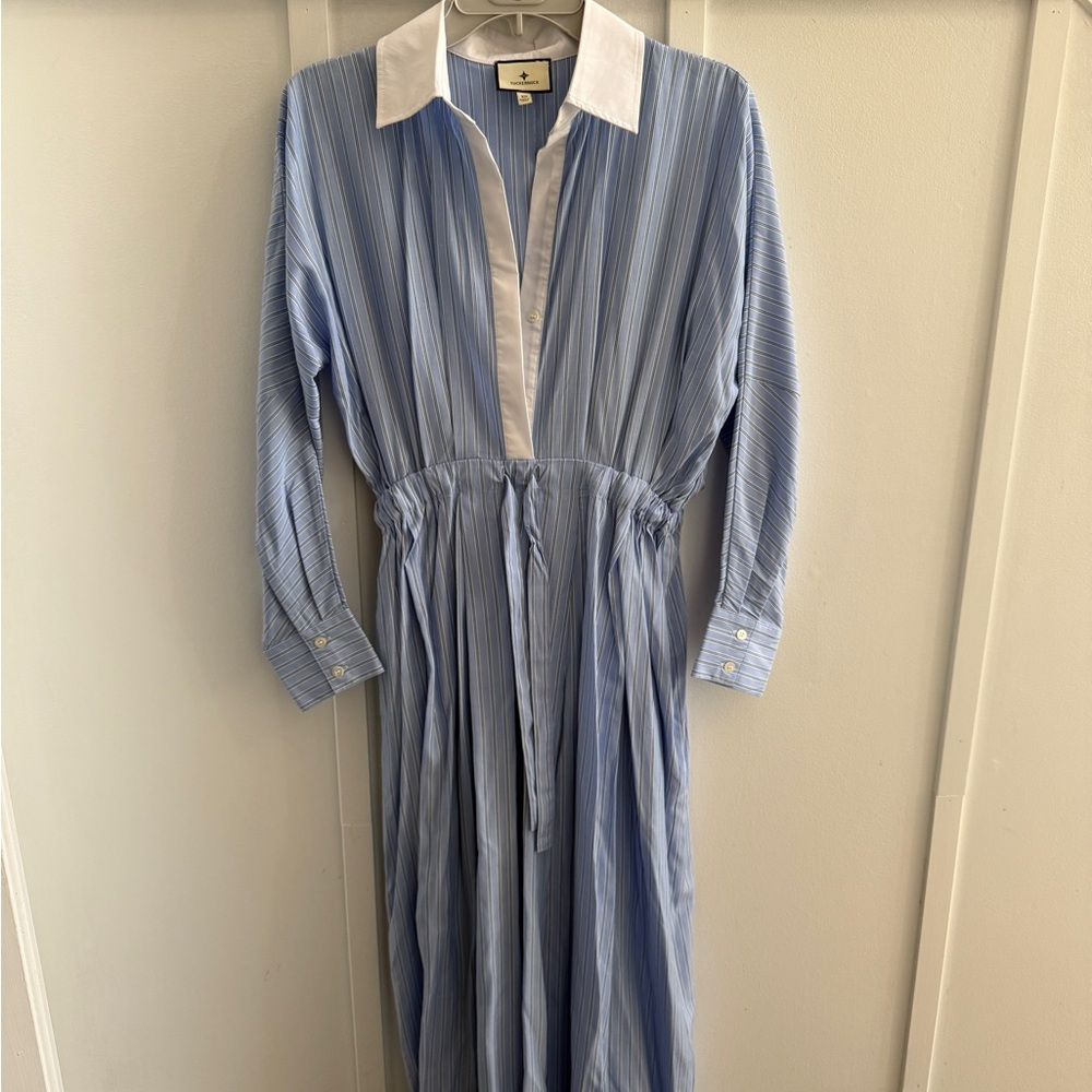 Tuckernuck Blue Pinstripe Long Sleeve Dress